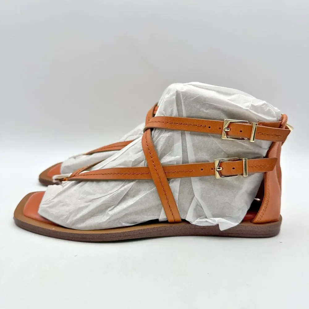 Vince Camuto Womens Brenndie Gladiator Sandals Size 6 M Orange Leather NIB